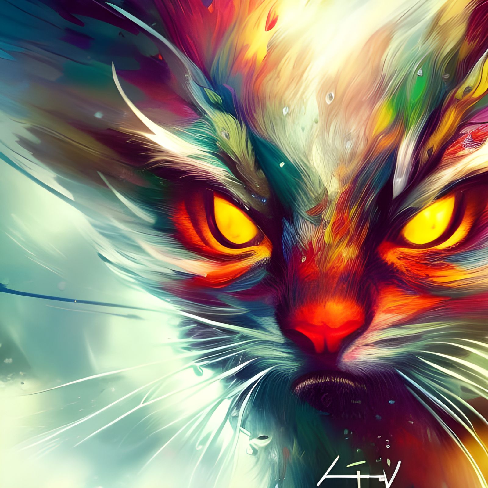 Detailed Colorful Portrait with Dramatic Lighting