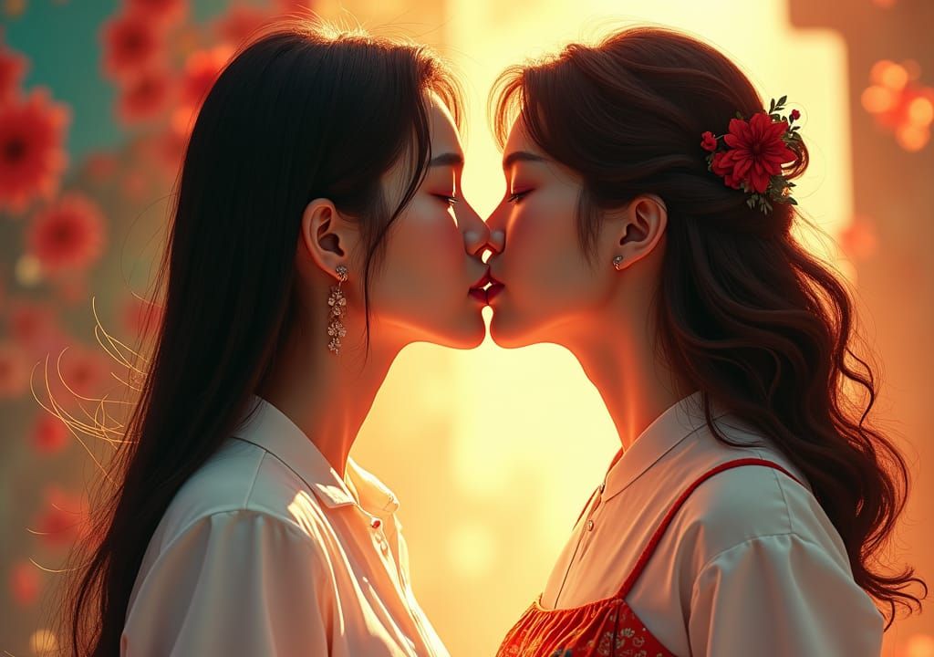 Passionate Kiss: Korean and Chinese Women in Splash Art