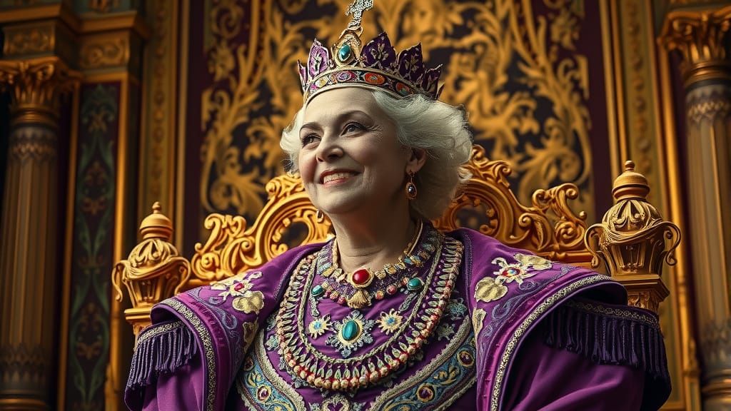 Regal Monarch in Purple Robes: Digital Art