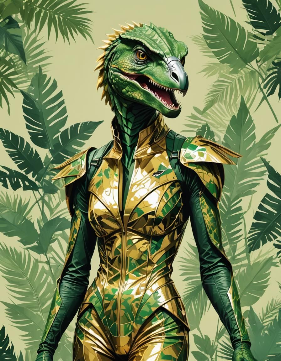 Raptor in Fashion Illustration Style