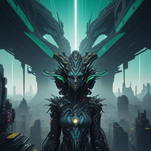 Cyberpunk Giraffe with Graffiti in Futuristic City