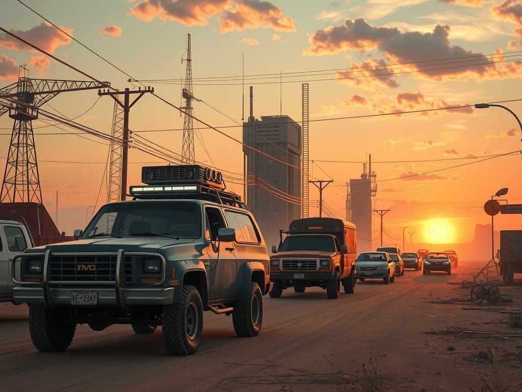 Solar Punk Cityscape in a Post-Apocalyptic Wasteland