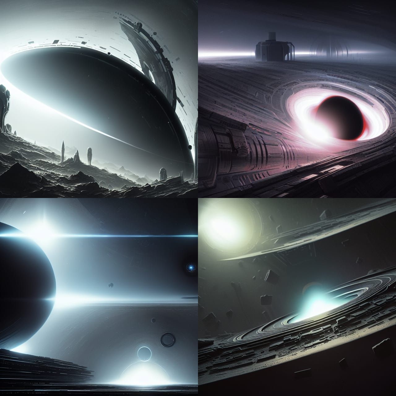 Black Hole Event Horizon in Solarpunk Style