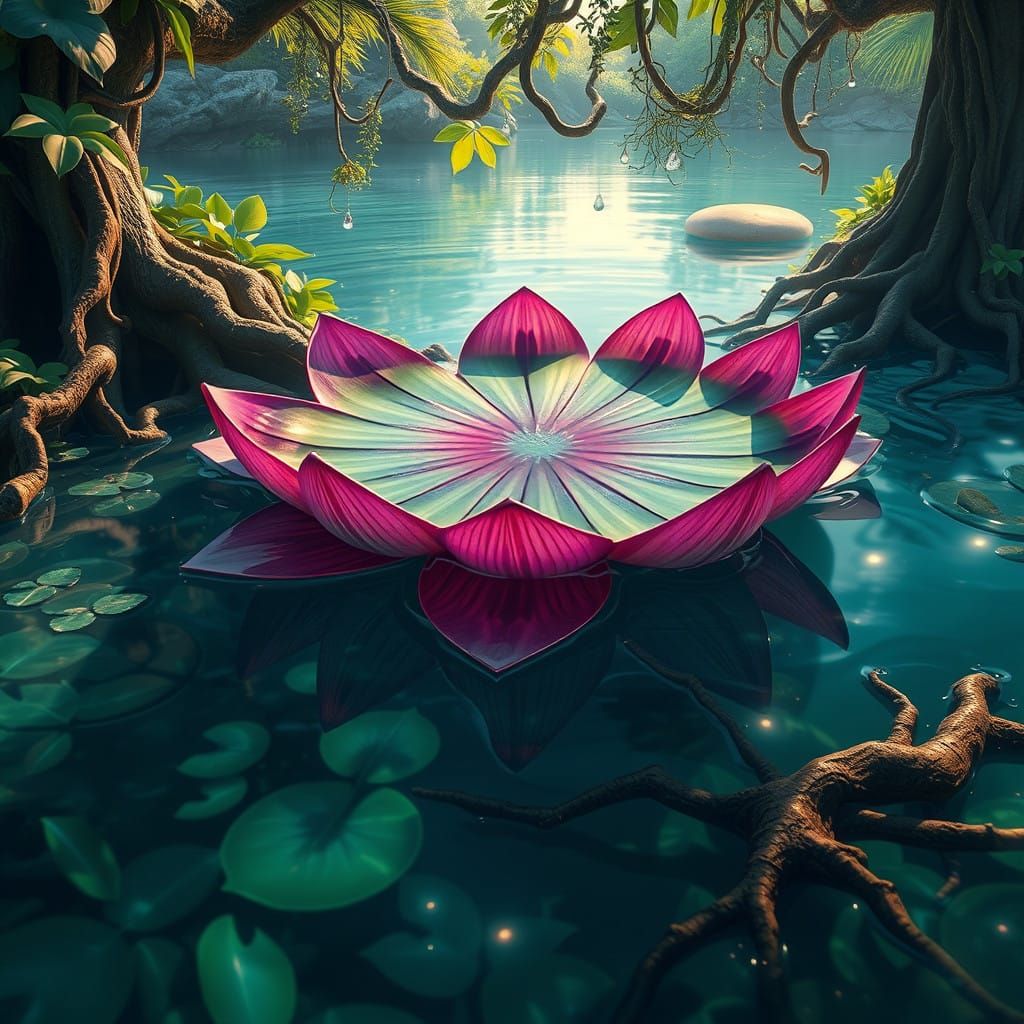 Surreal Water Garden in a Fantastical World