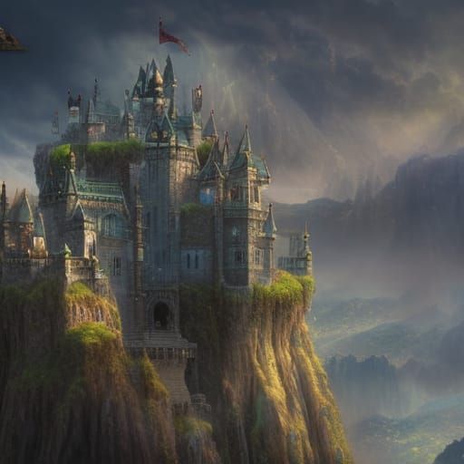 Fantasy Army Castle on a Cliff: Digital Matte Painting