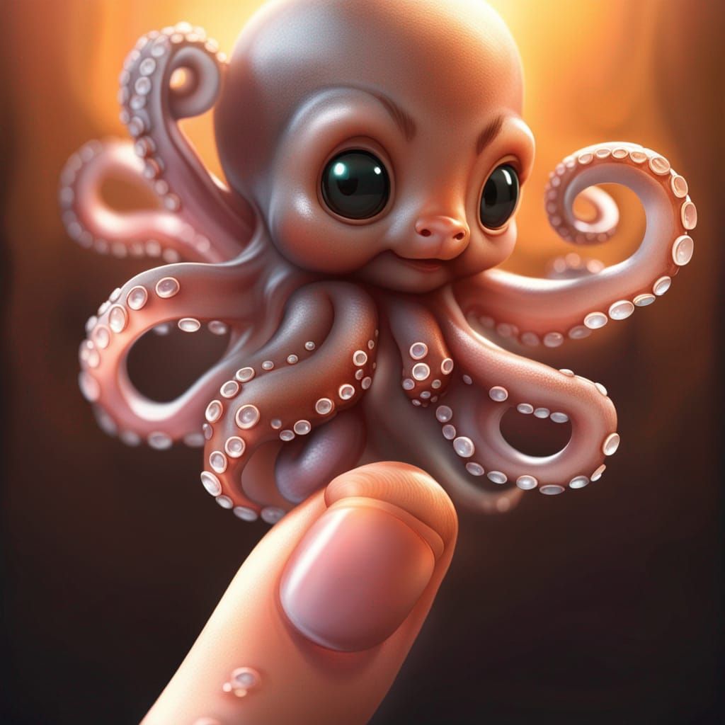 Tiny Octopus Portrait in Art Nouveau Style