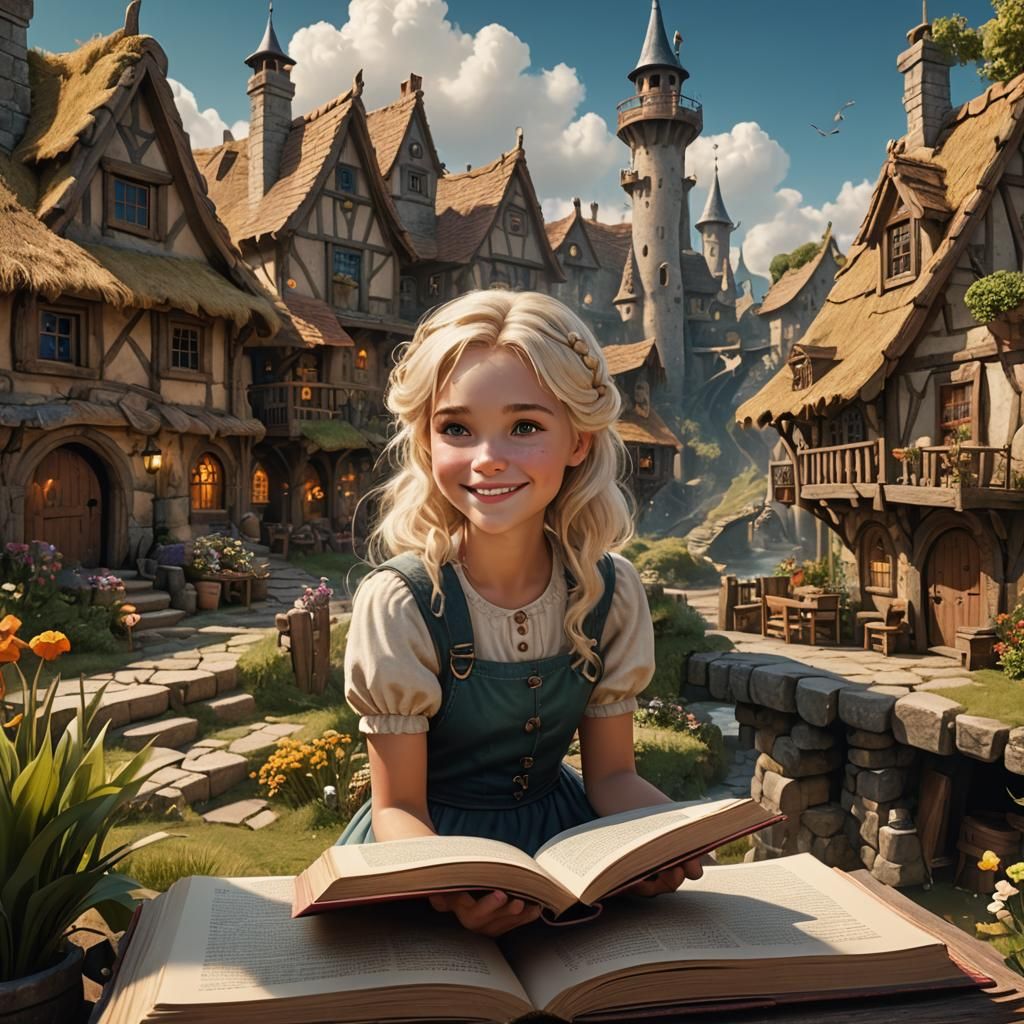 Fantasy Village Storybook Scene in Detailed Matte Painting
