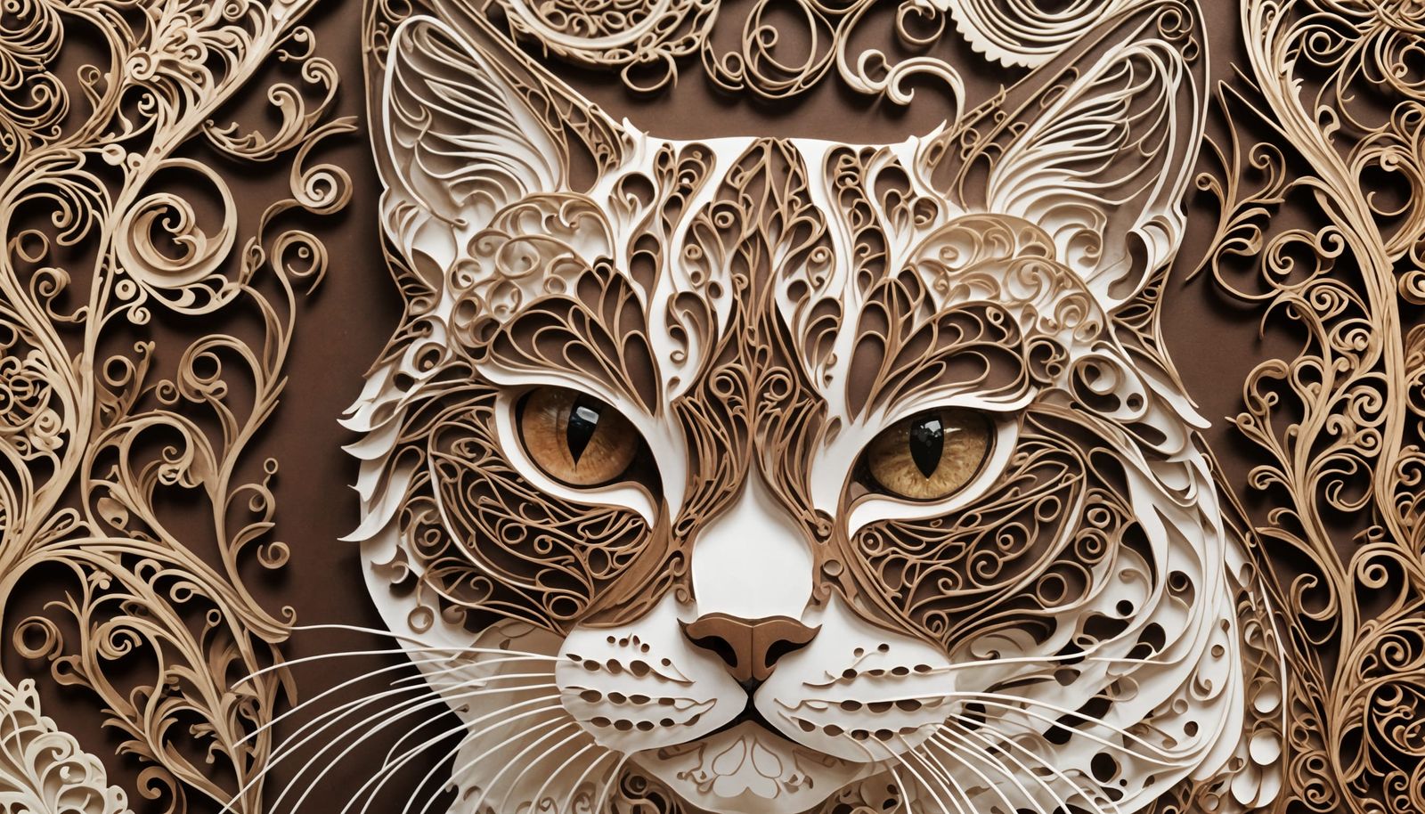 Filigree 3D Paper Art Chocolate Cat