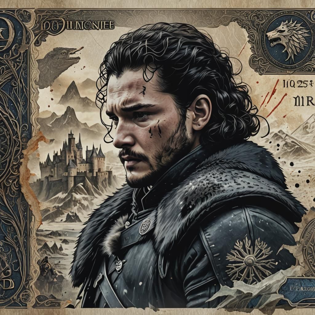 Jon Snow Game of Thrones Art Banknote