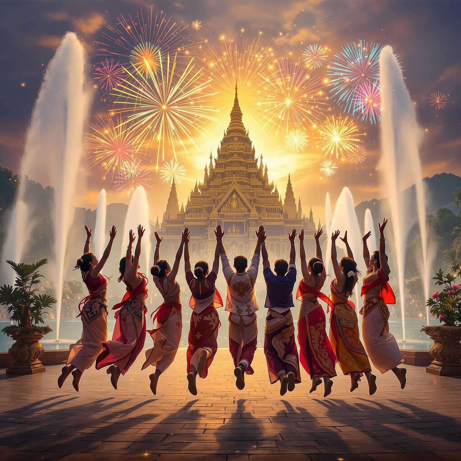 Southeast Asian Friends Celebrate New Year in Vibrant Tradit...