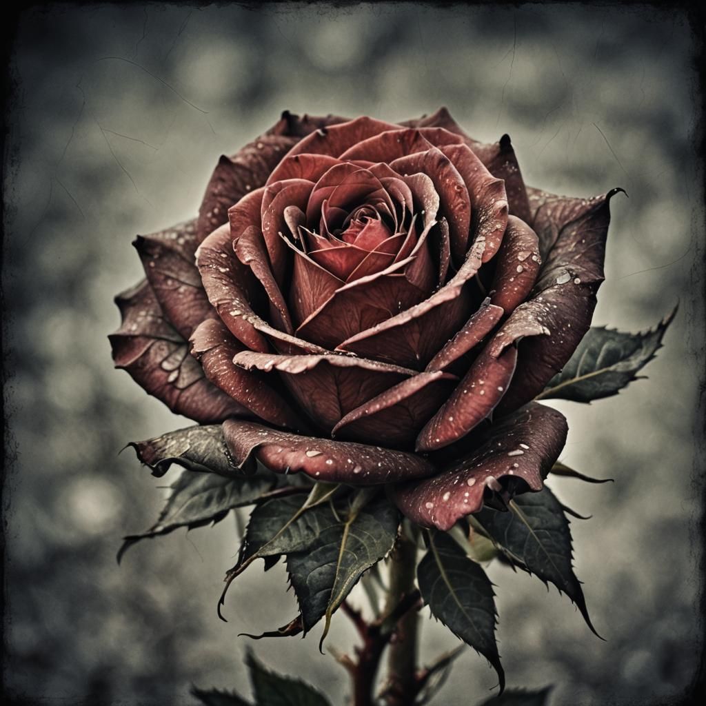 Hyperrealistic Dead Rose with Intricate Details