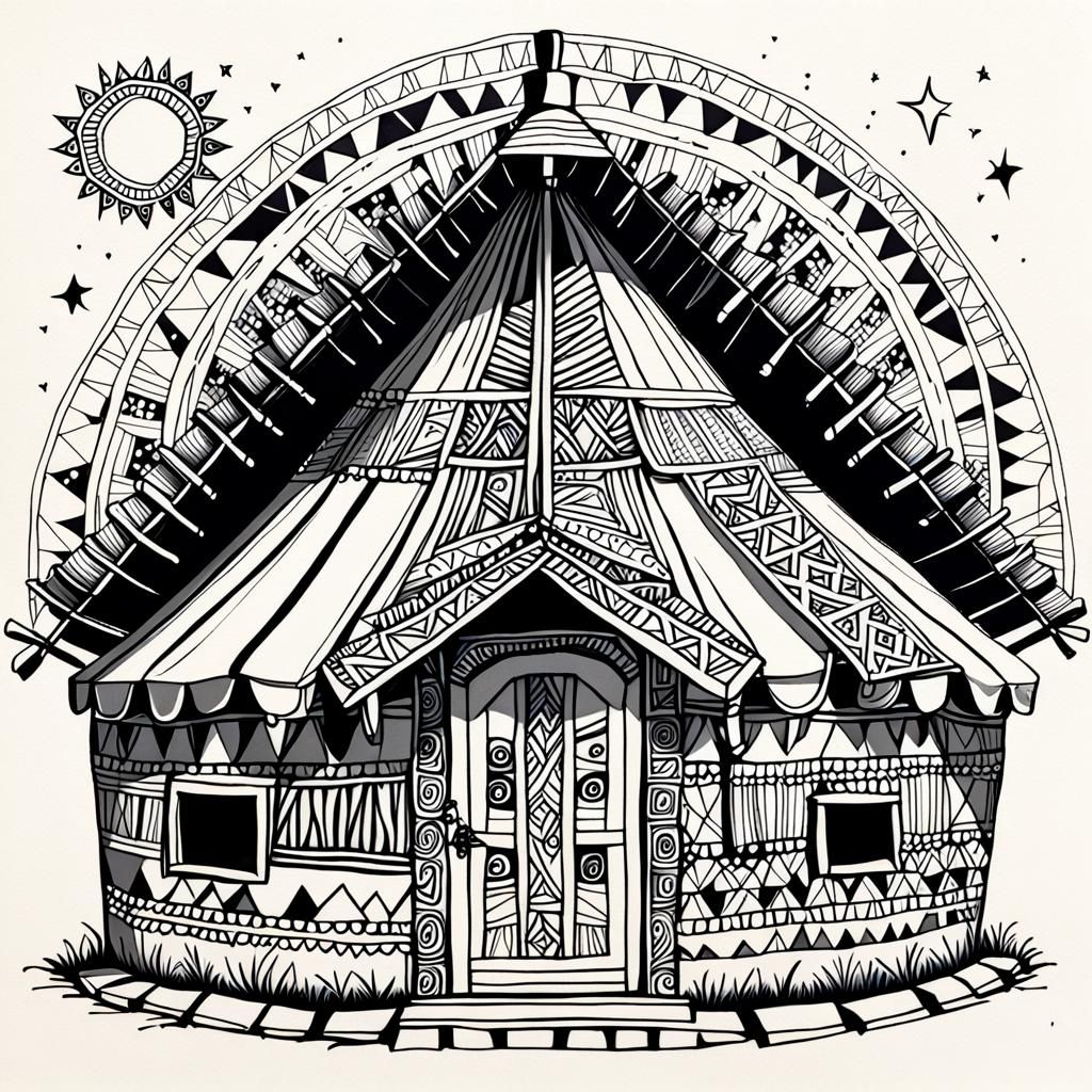Yurt with Zentangle and Aztec Design