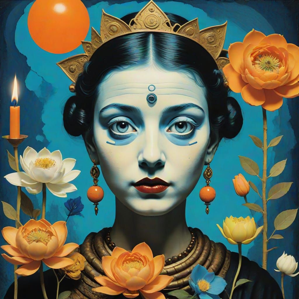 Hyperrealistic Buddha in a Synthwave Style with Klimt Influe...