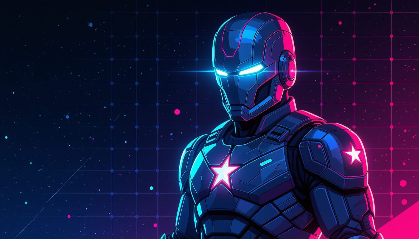 Red Guardian in Cyberpunk Pixel Art Style