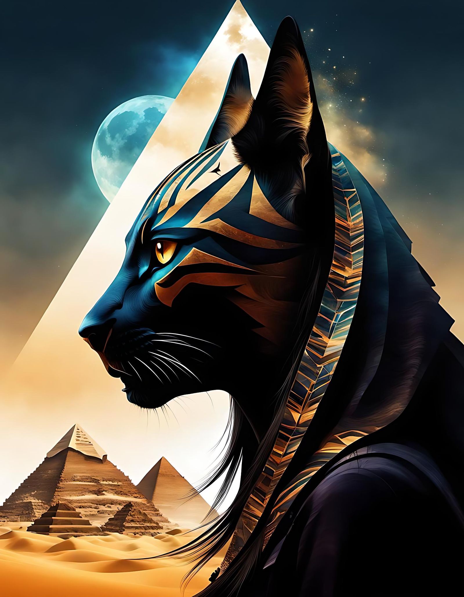 Dreamy Silhouette of Woman with Egyptian Deities