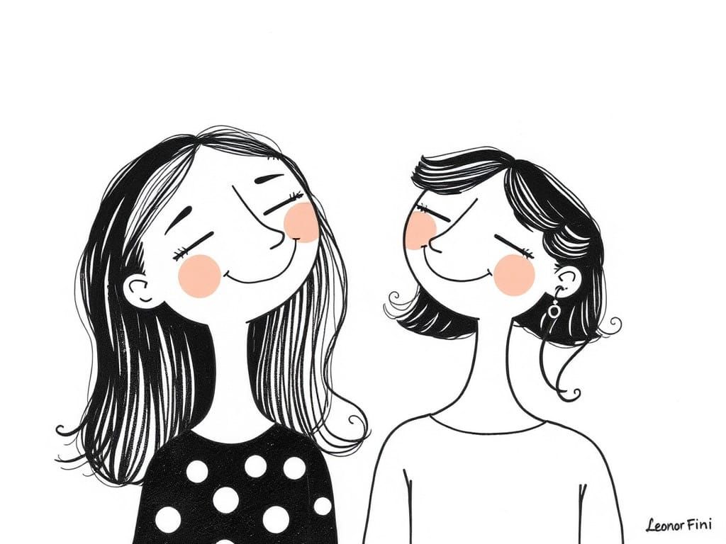 Two Friends in a Minimalist Style