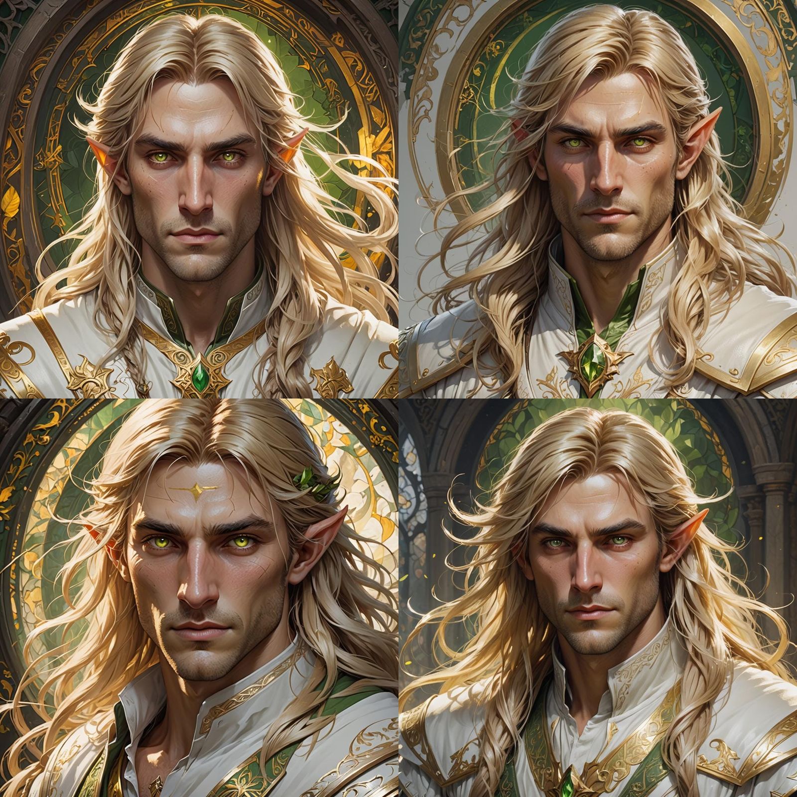 Detailed Half-Elf Portrait in Art Nouveau Style