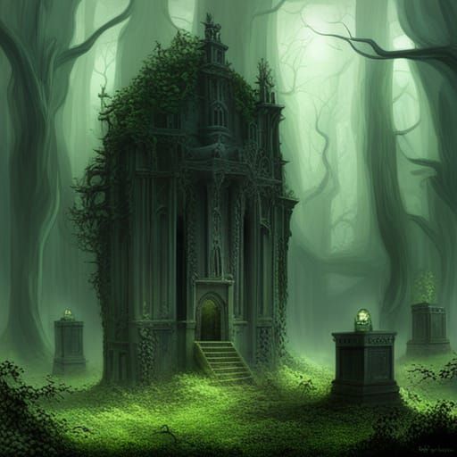 Surreal Ossuary Cemetery Inspired by Giger and Beksinski