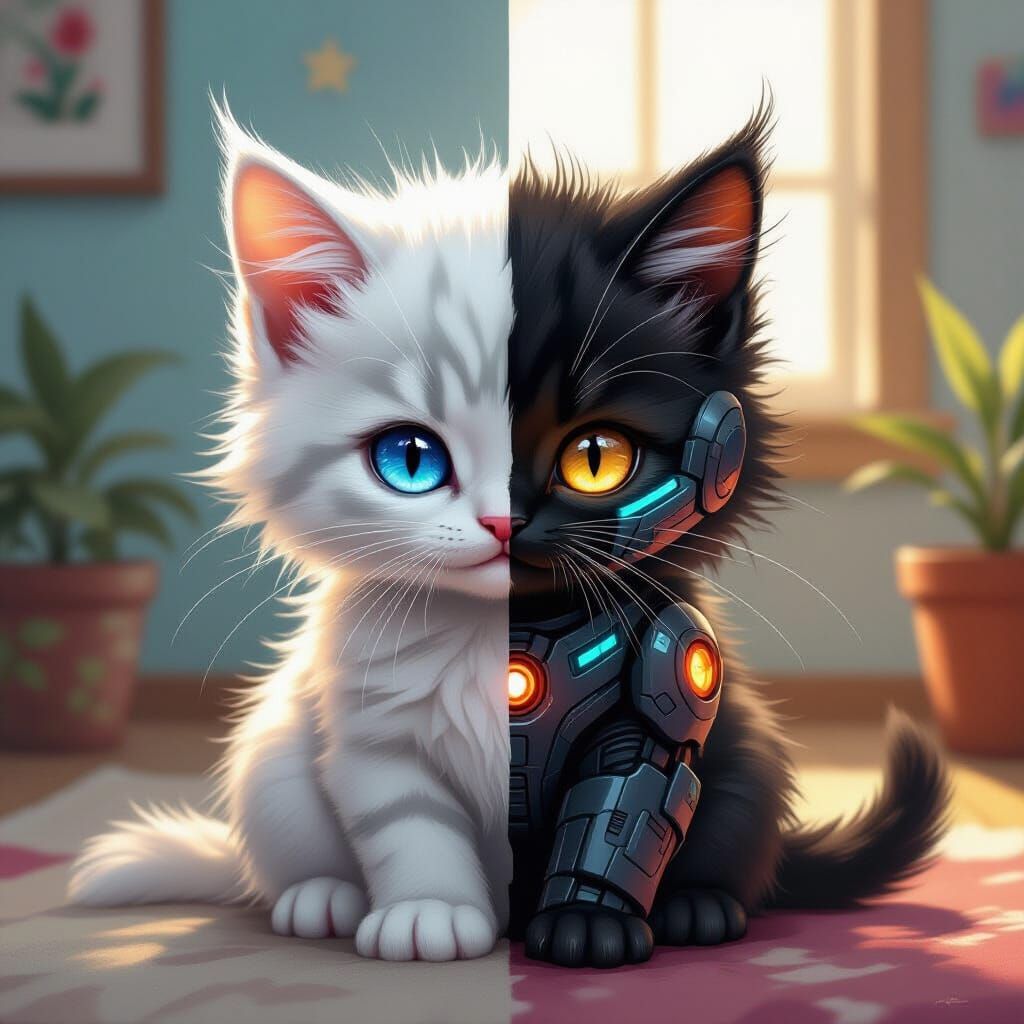 Cyberpunk Kitten Warrior Portrait