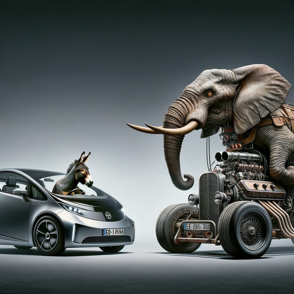 Elephant and Donkey Car Rivalry