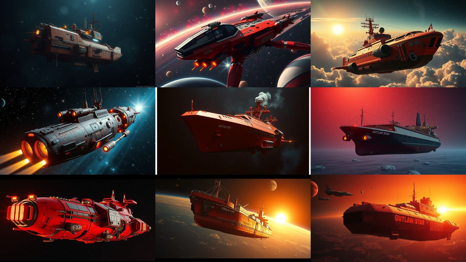 Red Spaceship Cargo Ship Inspired by Outlaw Star