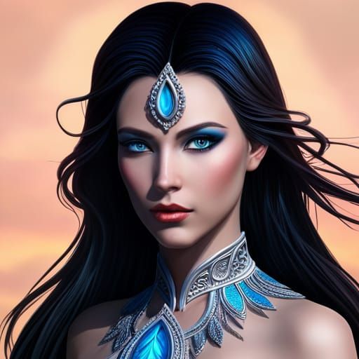 Beautiful Water Elf Girl Portrait in 3D