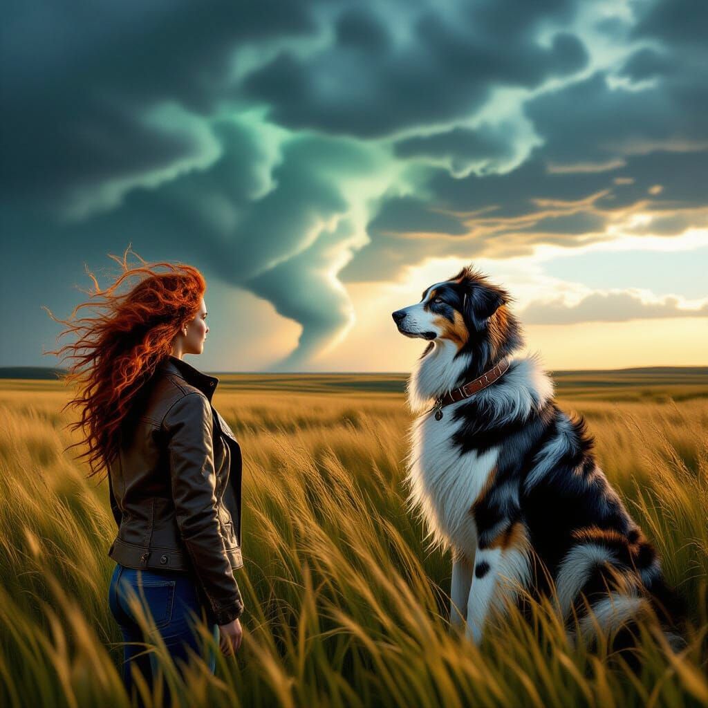 Stormchaser and Wolfhound Mirroring Tornado in Digital Paint...