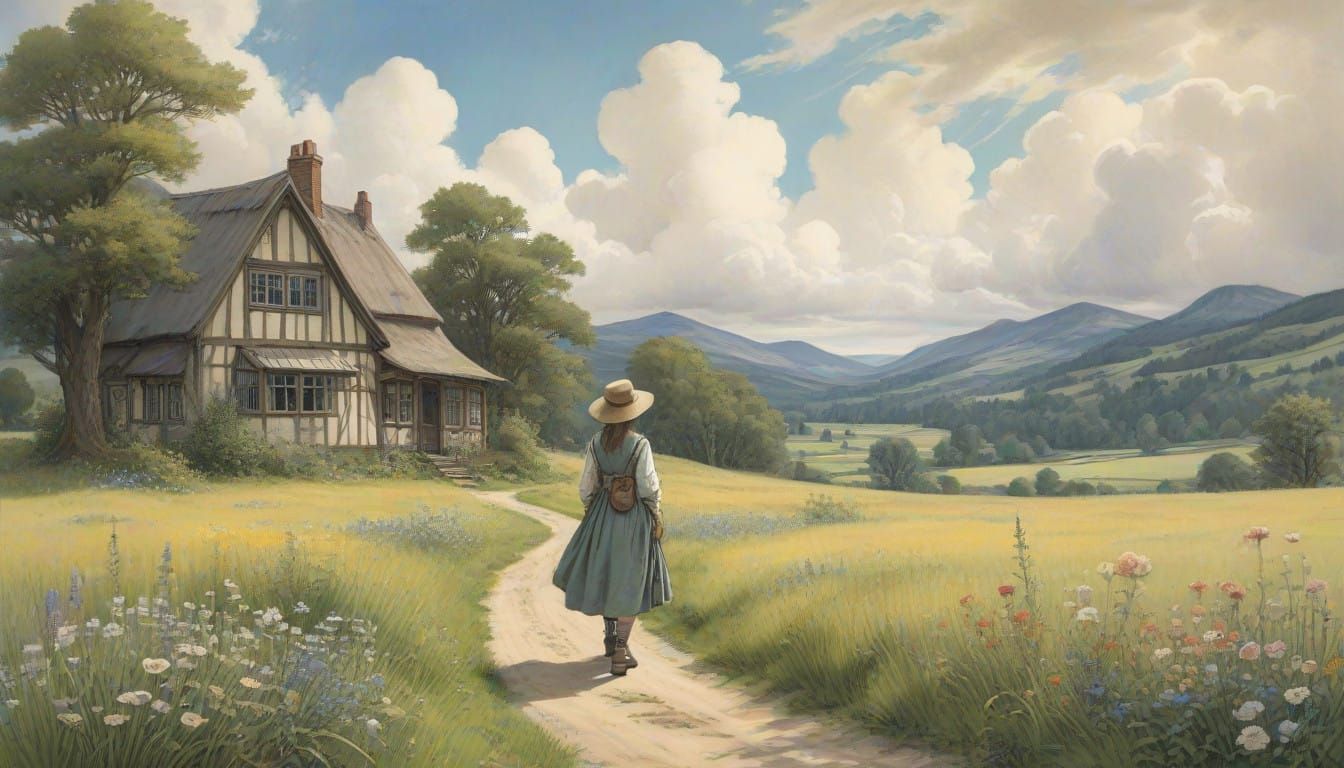 Whimsical Watercolour Landscape with Gentle NPC