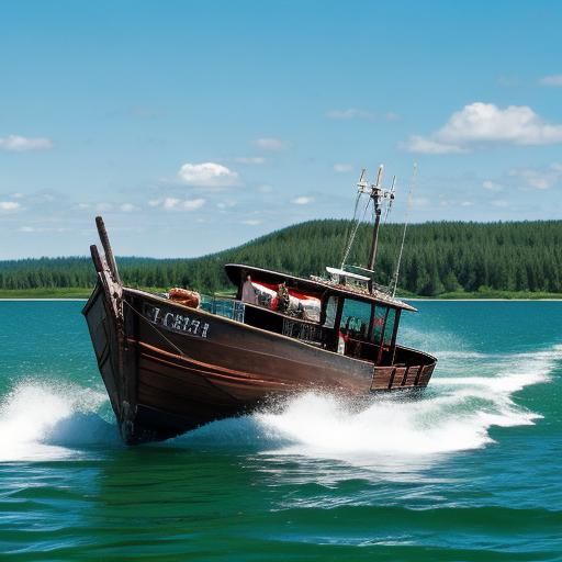 Pickle Fork Boat Skimming Across Water