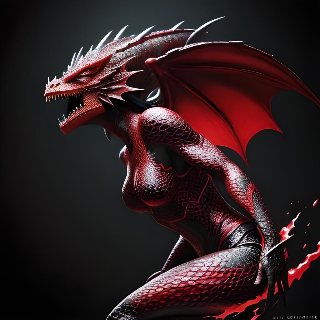 Dragon Scale Bodypaint in Hyperrealistic Splash Art