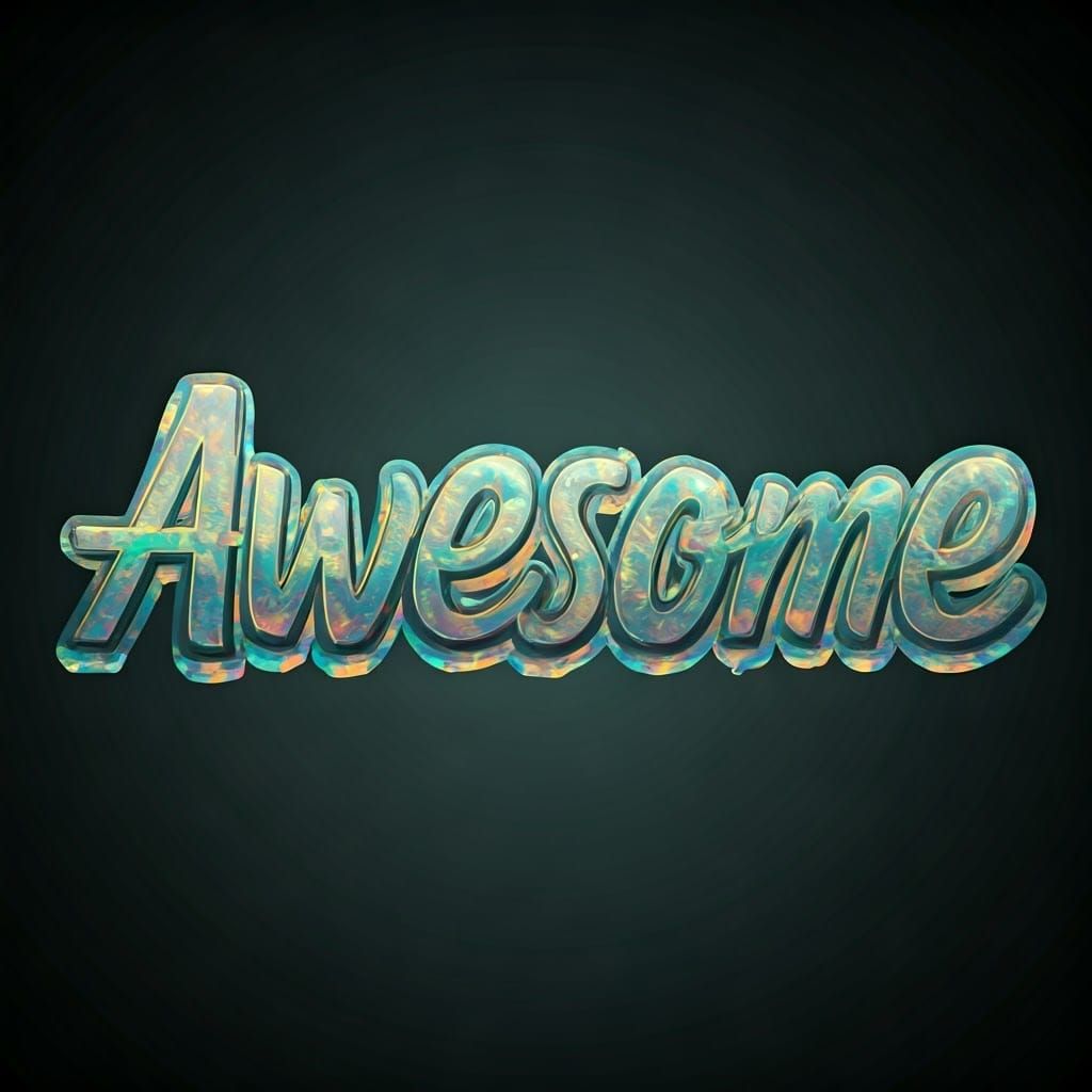 Iridescent "Awesome" Text Art with Ethereal Glow