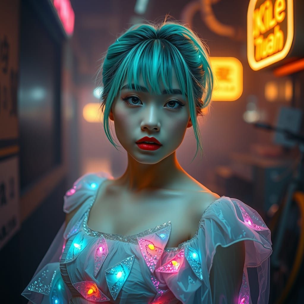Cyberpunk Bride with Neon Accents