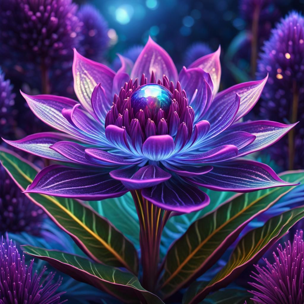 Magical Plant with Loving Eyes in Holographic Art