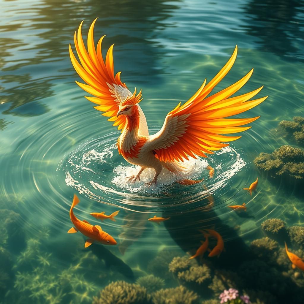 Phoenix Rising: Ethereal Concept Art in Golden Light