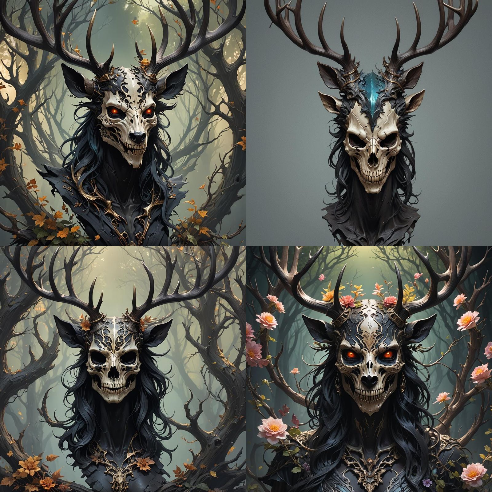 Deer Skull Demon Portrait in Hyperdetailed Style