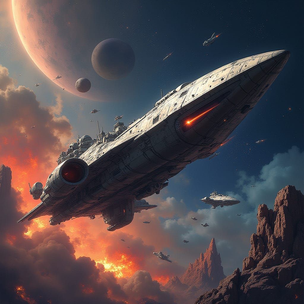 Cosmic Space Battle in Orbit