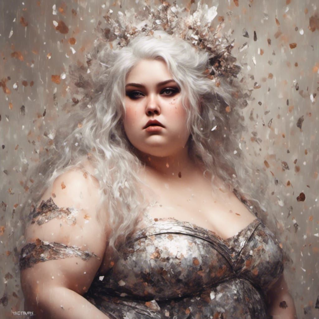 Curvy Woman on Awkward Date in Biopunk Style