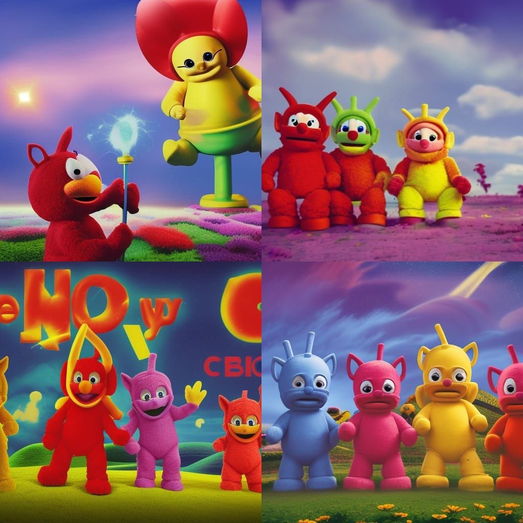 Elmo and Teletubbies Crossover: Digital Matte Painting
