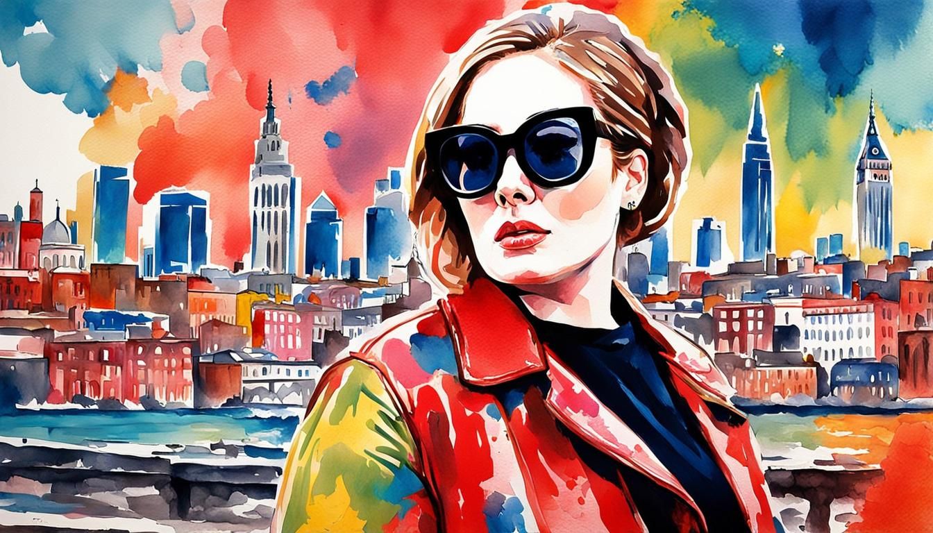 Adele in London: Pop Art Watercolor Portrait