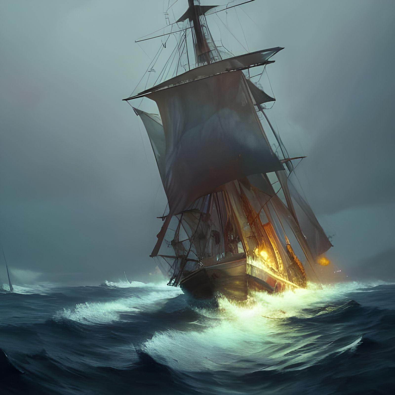 Sailing Ship Sinking: Hyperdetailed Concept Art