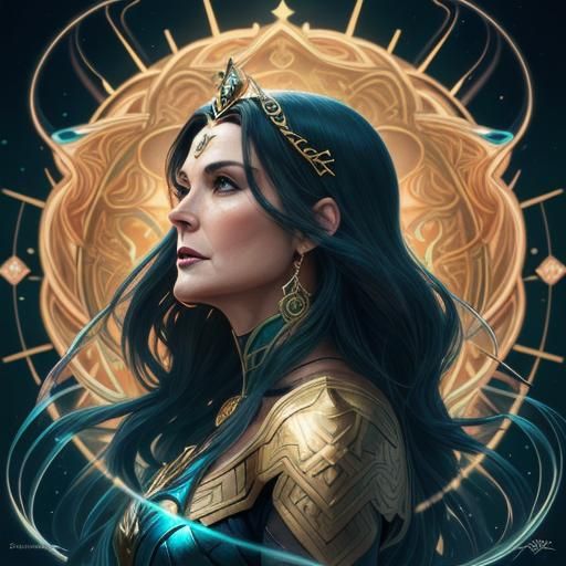 Wonder Woman Art Nouveau Portrait in 8K