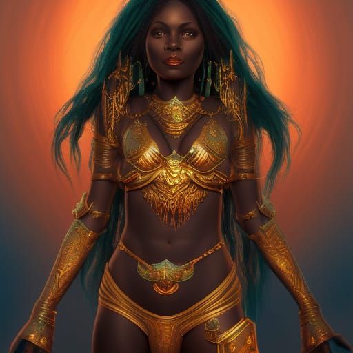 Majestic Black Goddess in Detailed Fantasy Art