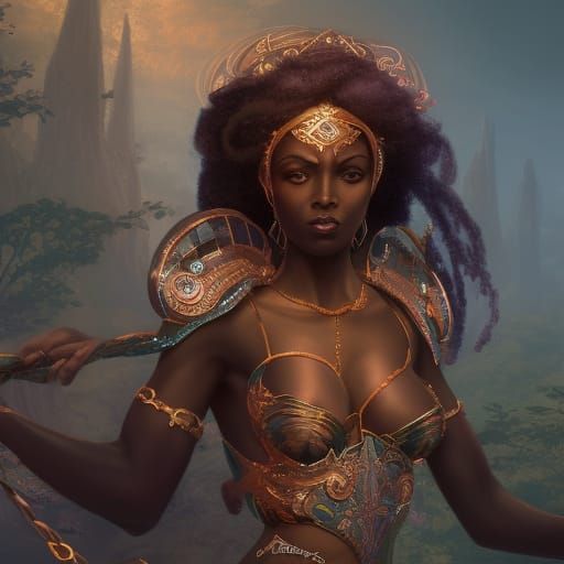 Black Goddess Fantasy Concept Art in 8k