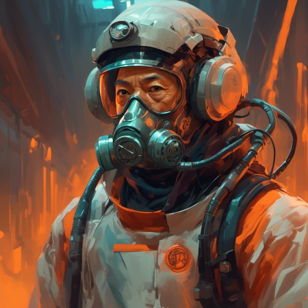 Ominous Doctor in Decontamination Suit, Hyperdetailed Portra...