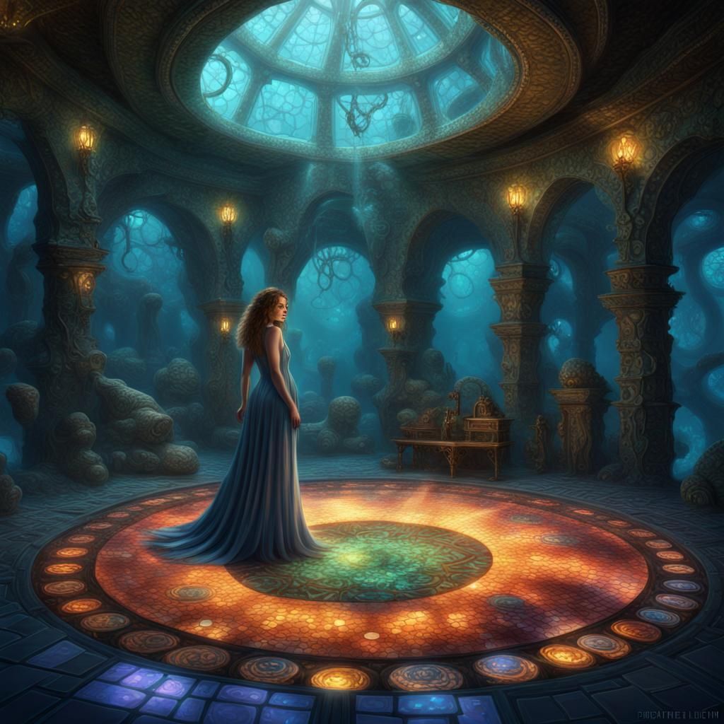 Underwater Mosaic Discovery: Ethereal Digital Art