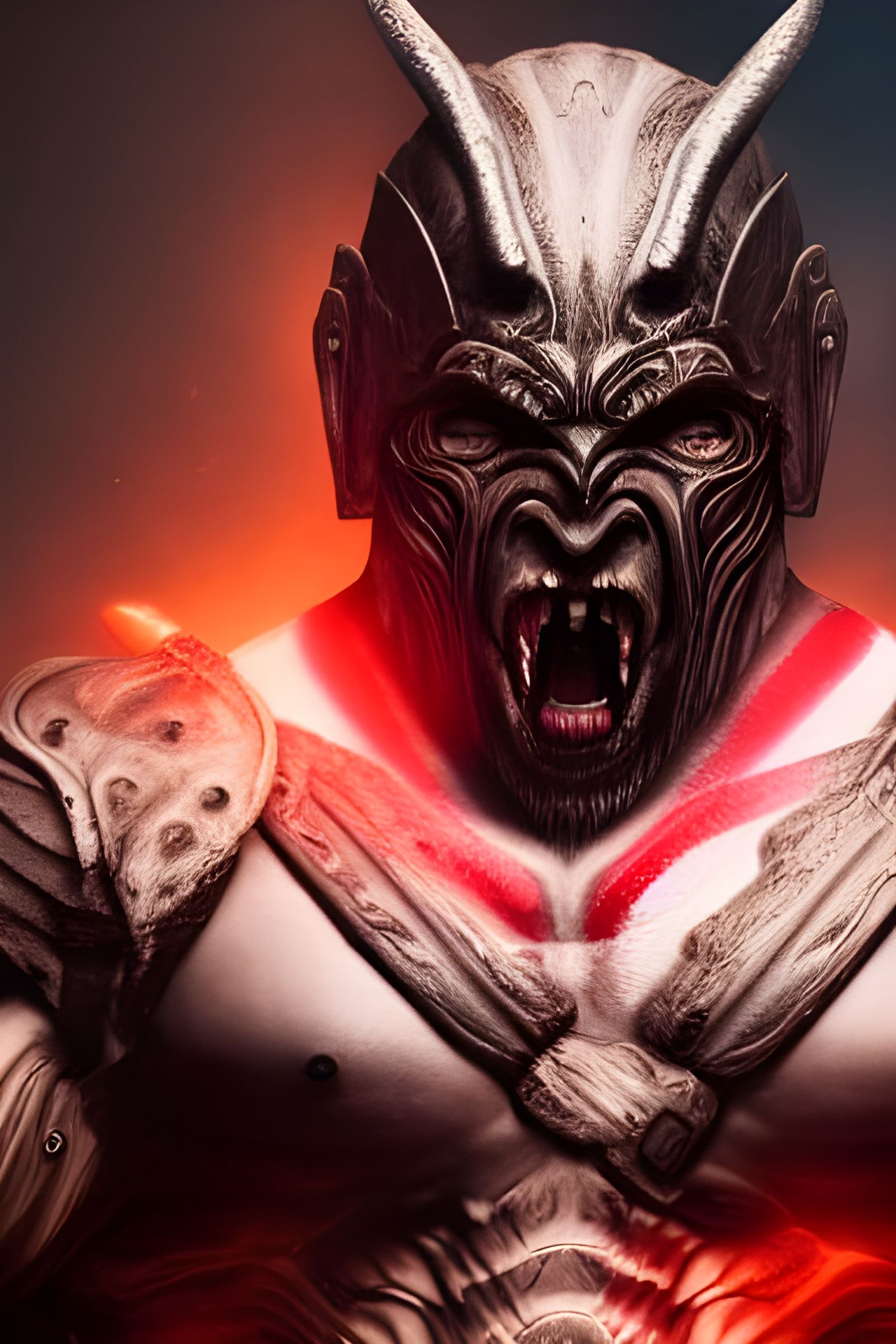 Cybernetic Brindle Cat God of War Portrait