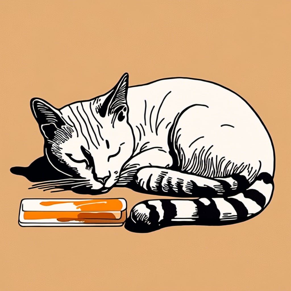 Sleeping Ginger Cat Portrait