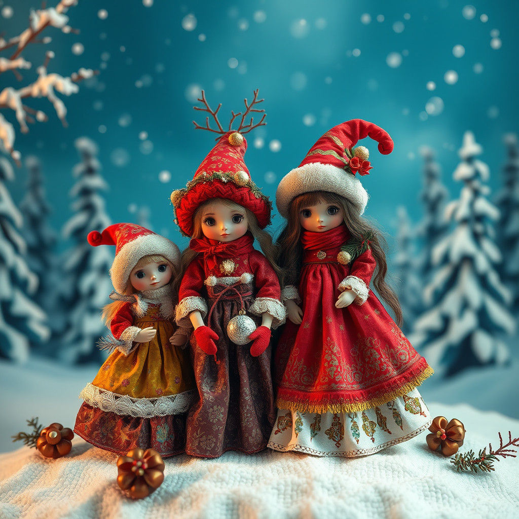 Christmas Dolls in a Winter Wonderland