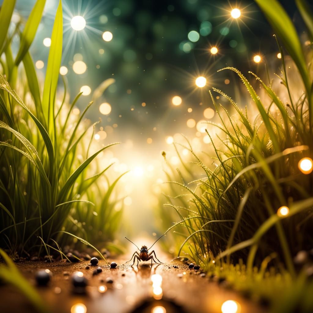 Macro Insect View of Giant Grass Field