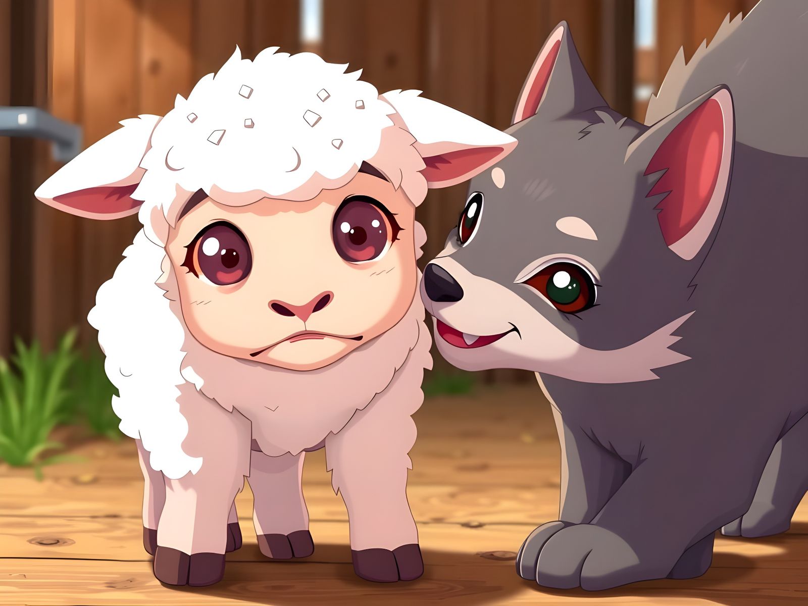 Frightened Lamb Licked by Wolf Cub, Anime Style